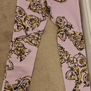 Versace Women's Straight Leg Jeans - Pink and Gold